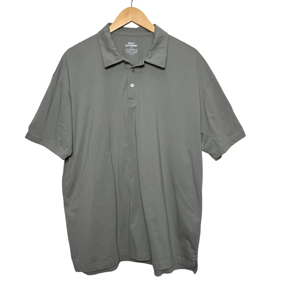 Built‎ Different Mens Polo 2XL Gray Green Short Sleeve Shirt Casual
